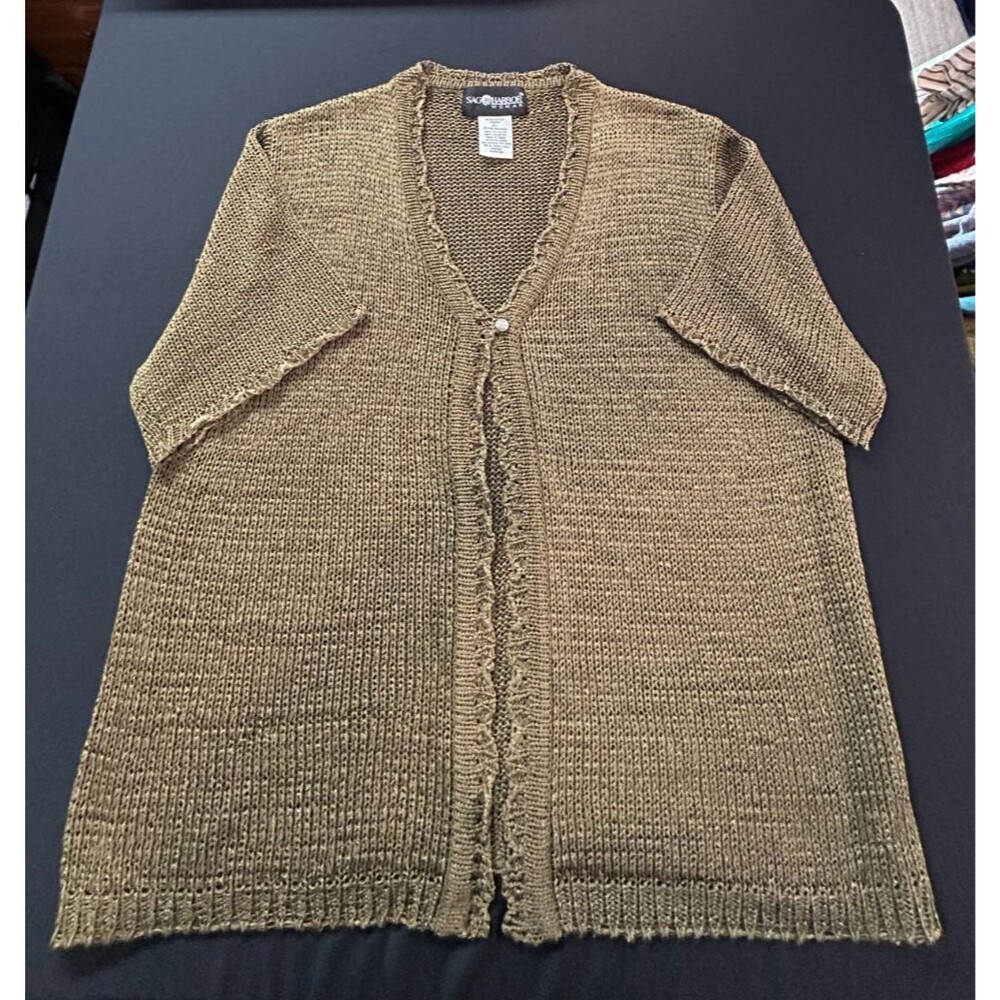 NWD Sag Harbor Women's Plus 2x short sleeve olive green breathable cardigan
